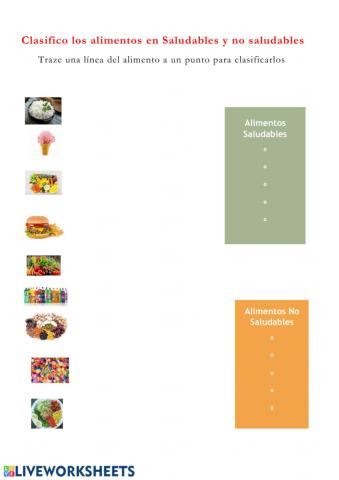 Alimentos Saludables y no saludables