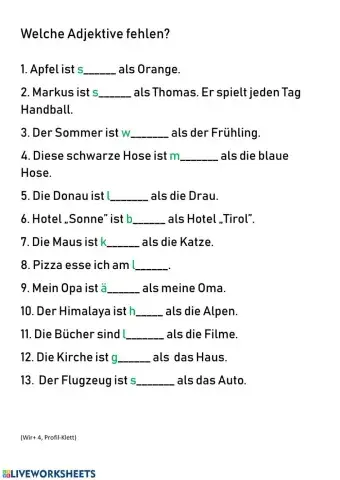 Komparation der Adjektive