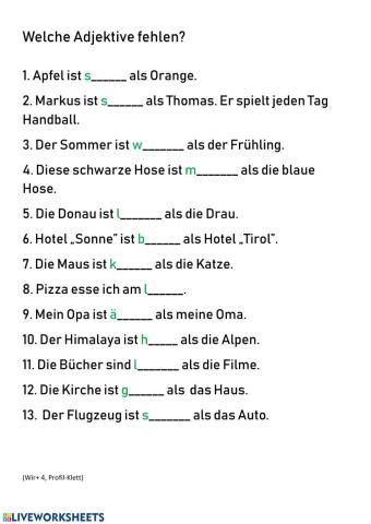 Komparation der Adjektive