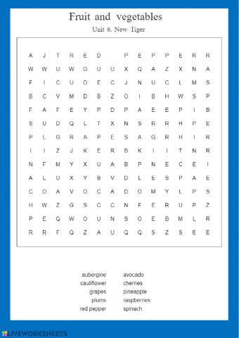 Fruit and Vegetables. New Tiger 5