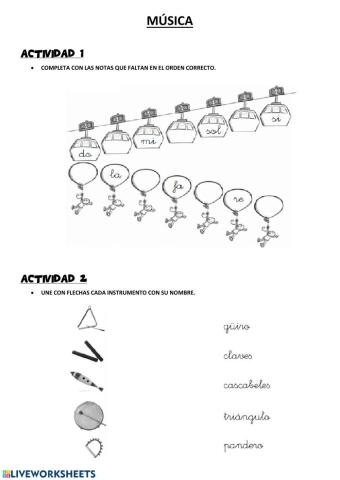 Notas musicales e instrumentos