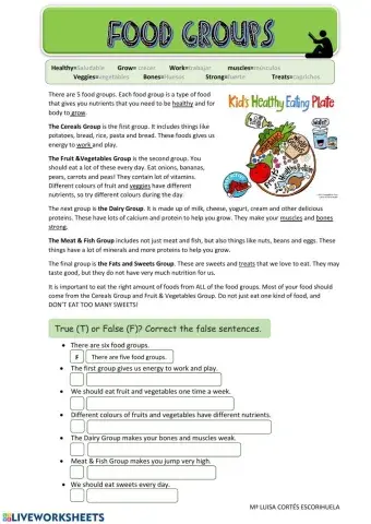 Reading: food groups