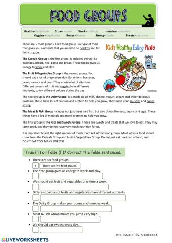 Reading: food groups