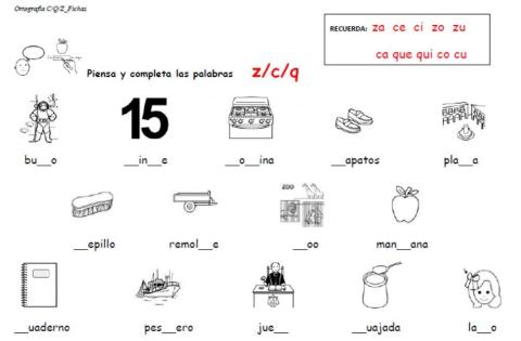 Palabras con c, q y z