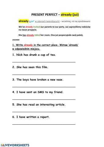 Present Perfect (already)