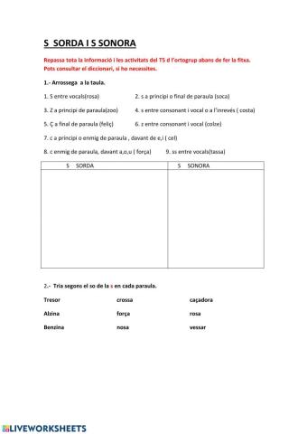 S    SORDA I S  SONORA