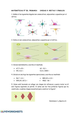 Ángulos consecutivos, adyacentes y opuestos