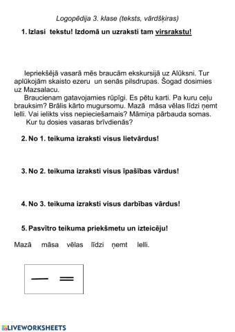 Teksts, vārdšķiras 3.klase