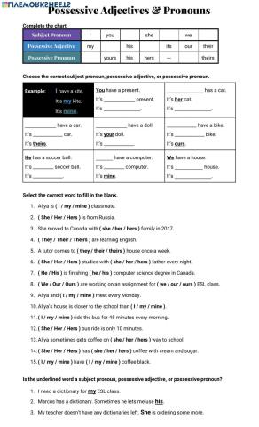 Possessive Adjectives & Pronouns