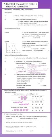 7. Rychlost reakcí a chemická rovnováha