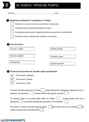 El punto. Los tipos de punto