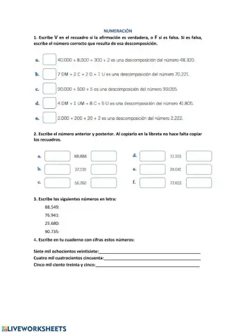 Numeración 3º Educación Primaria.