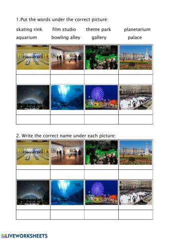 Places to go out, vocabulary