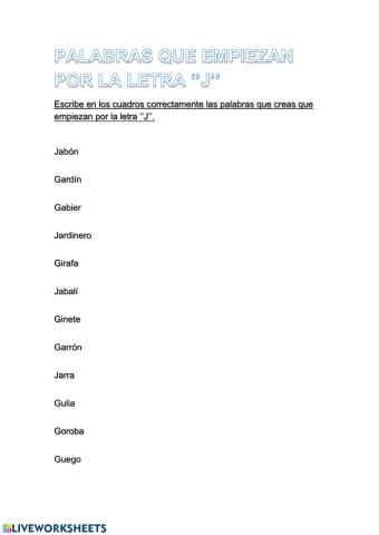 Uso de la letra ''j''