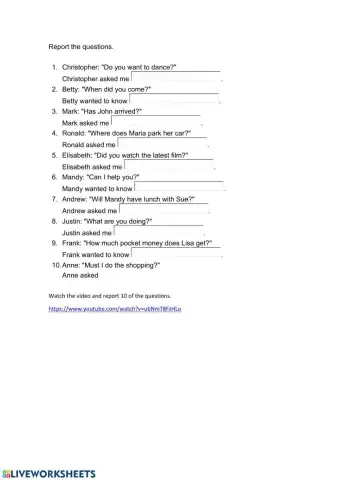 Reported speech: questions