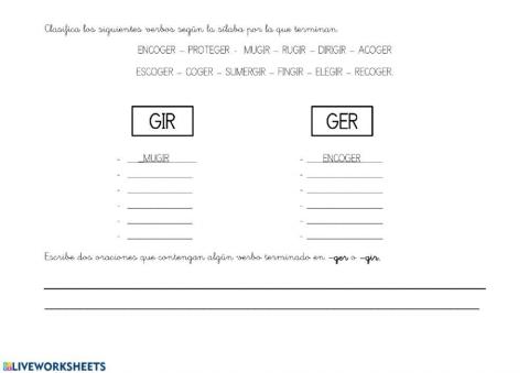 Clasifica los verbos