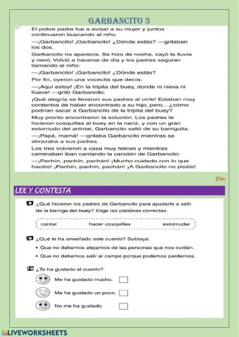 Lectura. Comprensión oral y escrita