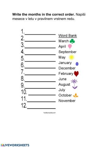 Months of the year