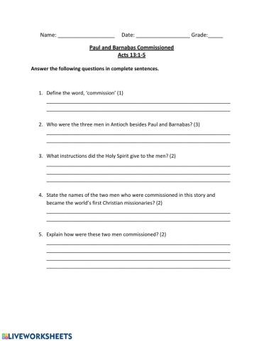 Paul and Barnabas Commissioned