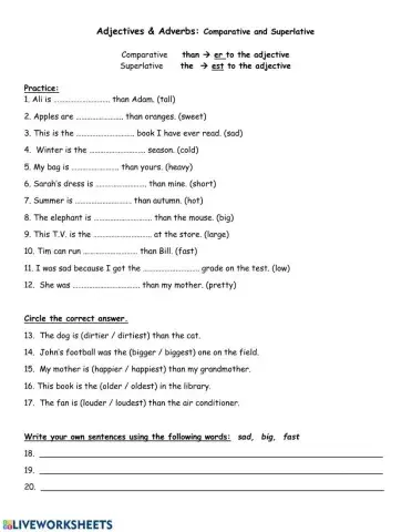 Comparative & Superlative Adjectives