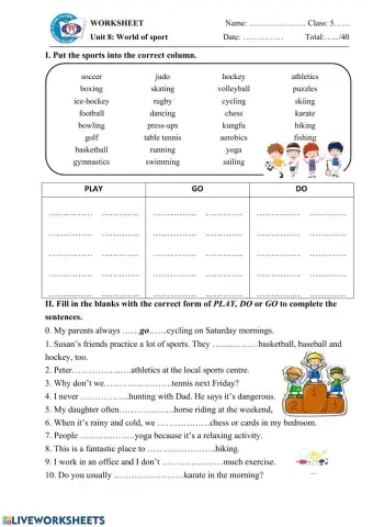 Unit 8: World of sport