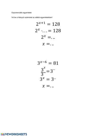 Exponenciális egyenletek