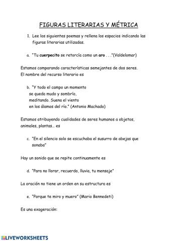 RECURSOS LITERARIO Y MÉTRICA