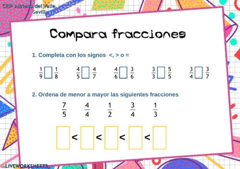 Compara fracciones
