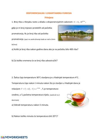 Eksponencijalna i logaritamska funkcija - primjena