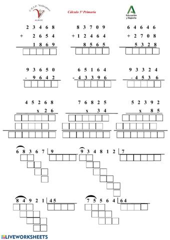 Cálculo 2, 5º primaria.