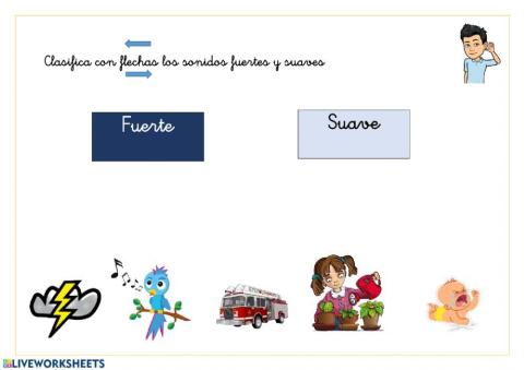 6. Clasifica los sonidos en fuertes-suaves