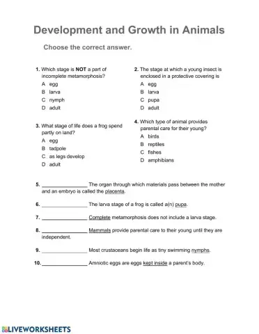 Development in Animals