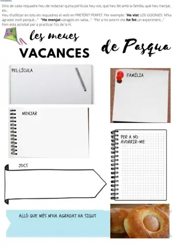 Expressió escrita. vacances de pasqua