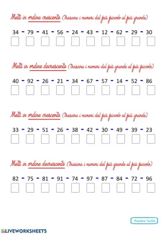 Ordine crescente e ordine decrescente