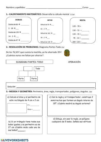 Ejecicios mates 5 oaoa