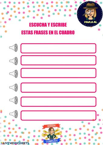 Escribir la frase escuchando el audio