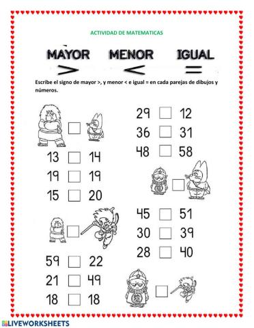 Mayor que y menor que