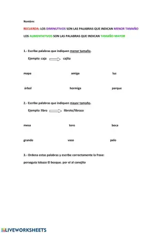 Diminutivos y aumentativos