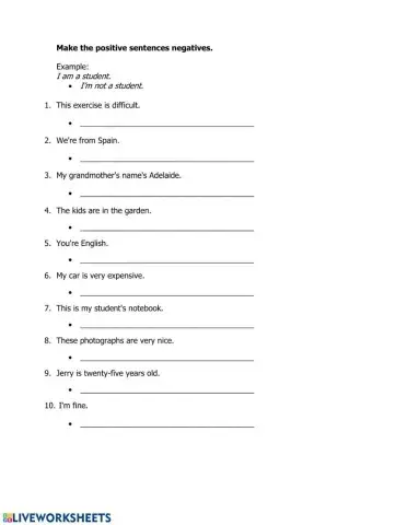 Verb to be negative form