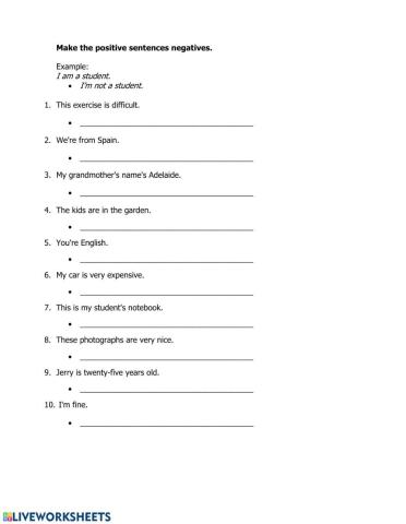 Verb to be negative form