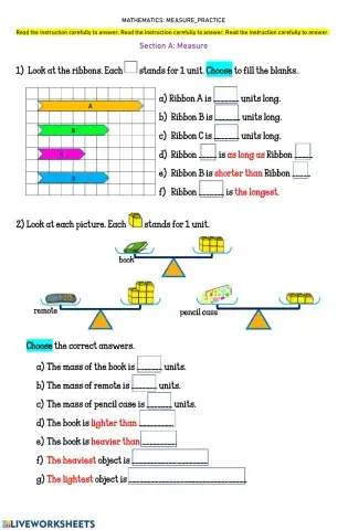 Worksheet 17 MEASURE-Practise