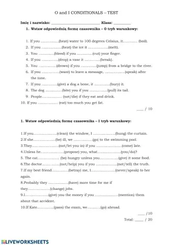 0 and I conditionals
