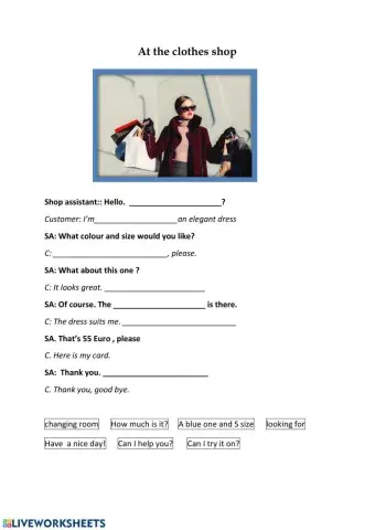 At the clothes shop dialogue