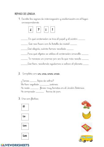Repaso lengua 1º de primaria