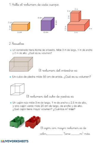 Volumen de ortoedros y cubos