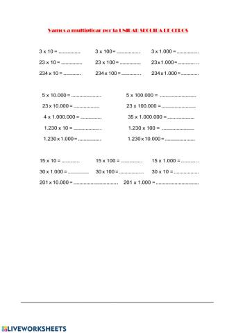 Unidad seguida de ceros