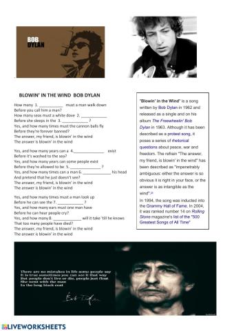 Blowin' in the wind. Bob Dylan