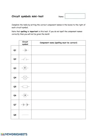 Circuit symbols mini-test