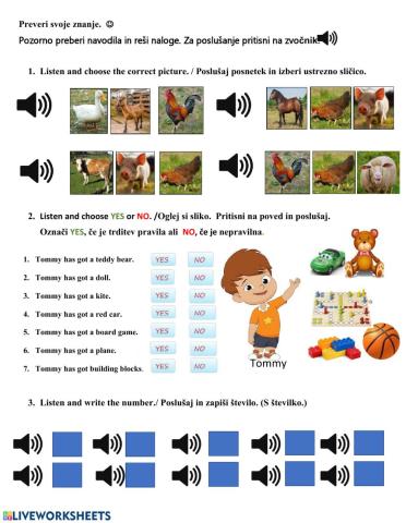 Exercise: Pats, Farm animals, Numbers to 100