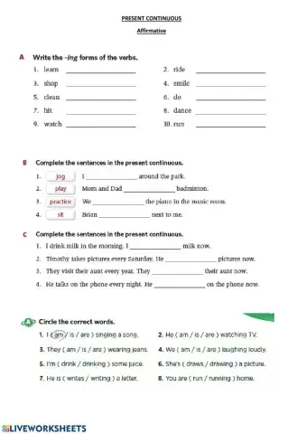 Present Continuous Affirmative